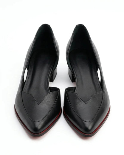 Momount Women’s Block Heel Pumps – Pointed Toe Office — flats-for-women-closed-toe-slip-on-black-04-reference-view.webp