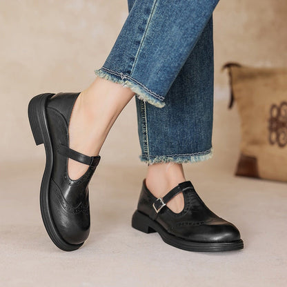 Momount Donna Mary Jane Plateau – Vintage Marrone Stile Oxford