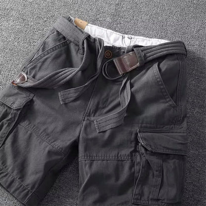 Momount Uomo Pantaloncini Cargo – Cotone con Cintura Chiusura a Bottoni Lunghezza al Ginocchio