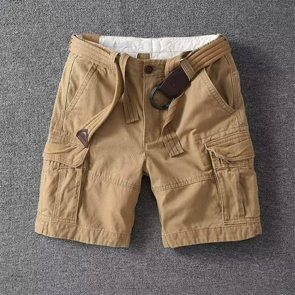 Momount Uomo Pantaloncini Cargo – Cotone con Cintura Chiusura a Bottoni Lunghezza al Ginocchio