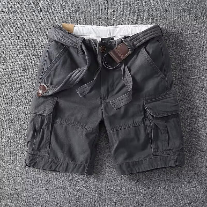 Momount Uomo Pantaloncini Cargo – Cotone con Cintura Chiusura a Bottoni Lunghezza al Ginocchio