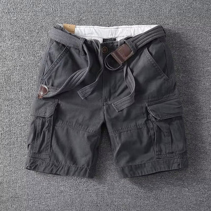 Momount Uomo Pantaloncini Cargo – Cotone con Cintura Chiusura a Bottoni Lunghezza al Ginocchio
