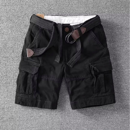 Momount Uomo Pantaloncini Cargo – Cotone con Cintura Chiusura a Bottoni Lunghezza al Ginocchio