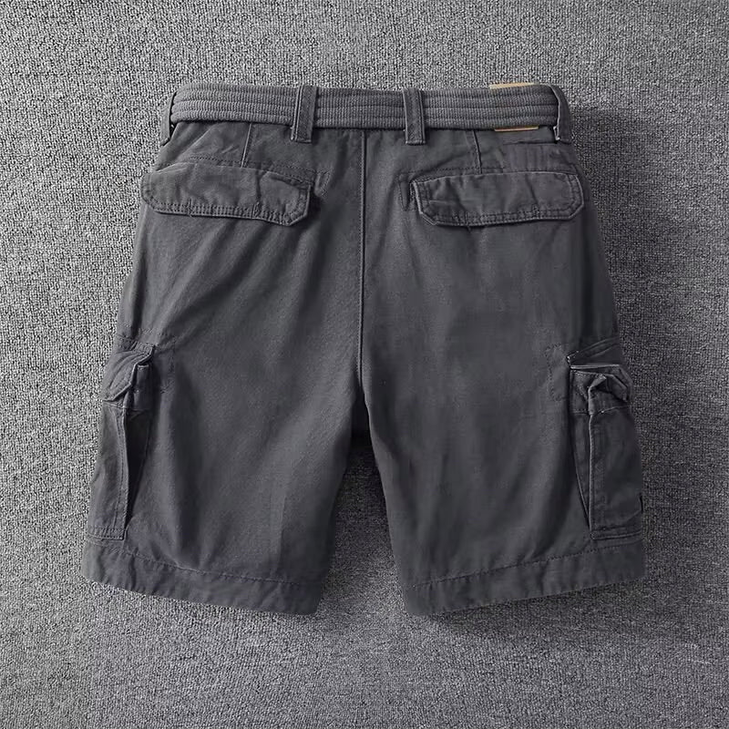 Momount Uomo Pantaloncini Cargo – Cotone con Cintura Chiusura a Bottoni Lunghezza al Ginocchio