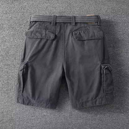 Momount Uomo Pantaloncini Cargo – Cotone con Cintura Chiusura a Bottoni Lunghezza al Ginocchio