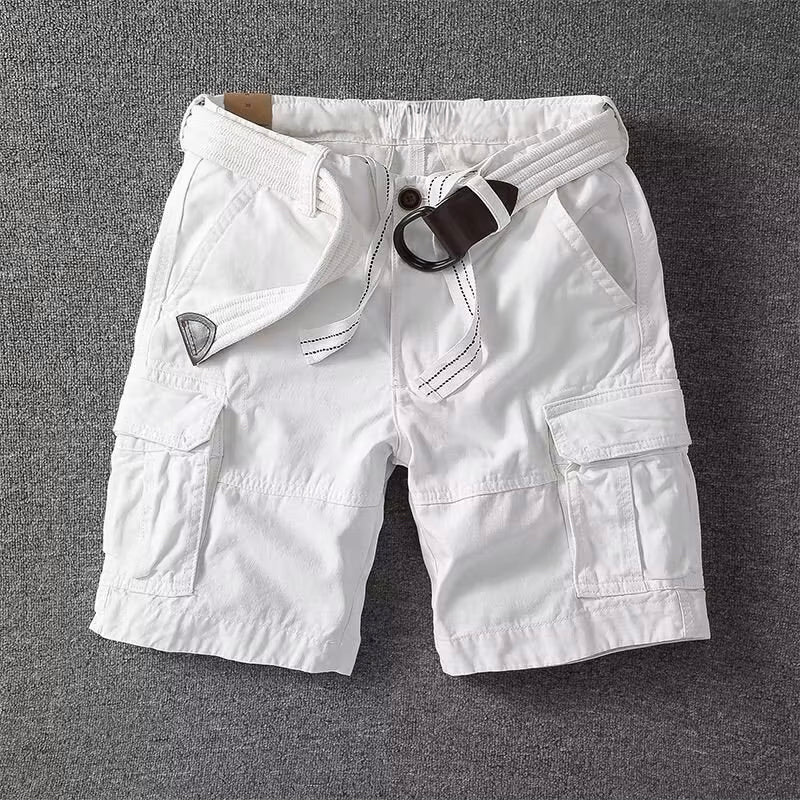 Momount Uomo Pantaloncini Cargo – Cotone con Cintura Chiusura a Bottoni Lunghezza al Ginocchio