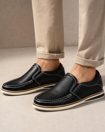 Mocassini uomo slip-on con cuciture a mano e pannelli elastici — image 1