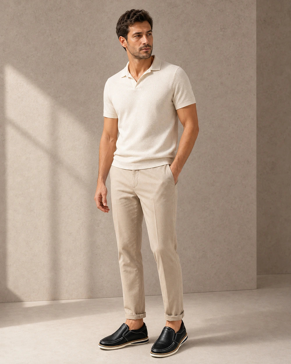 Mocassini uomo slip-on con cuciture a mano e pannelli elastici — image 3