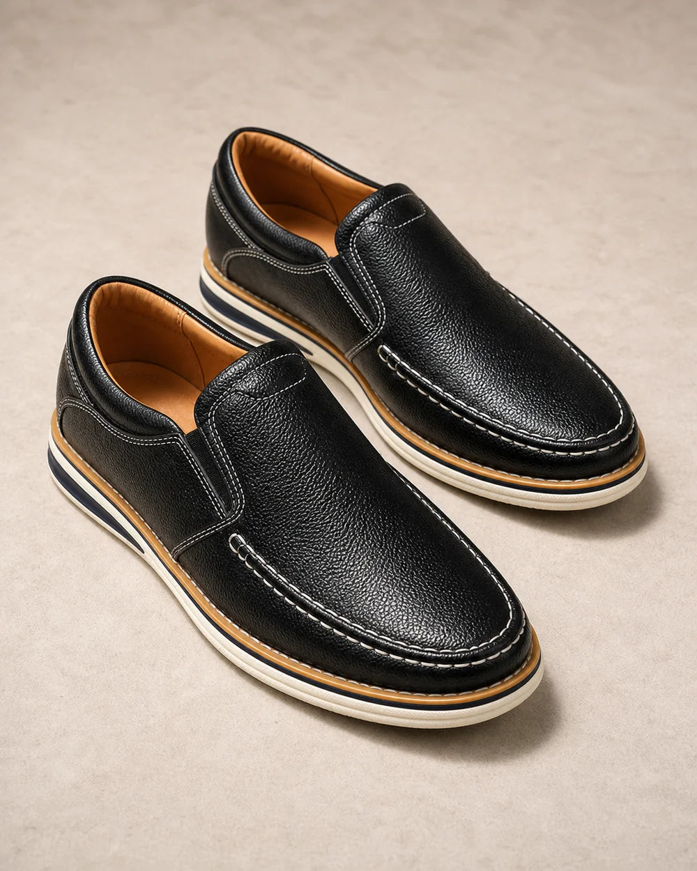 Mocassini uomo slip-on con cuciture a mano e pannelli elastici — image 4
