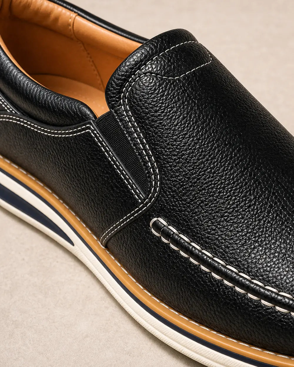 Mocassini uomo slip-on con cuciture a mano e pannelli elastici — image 5
