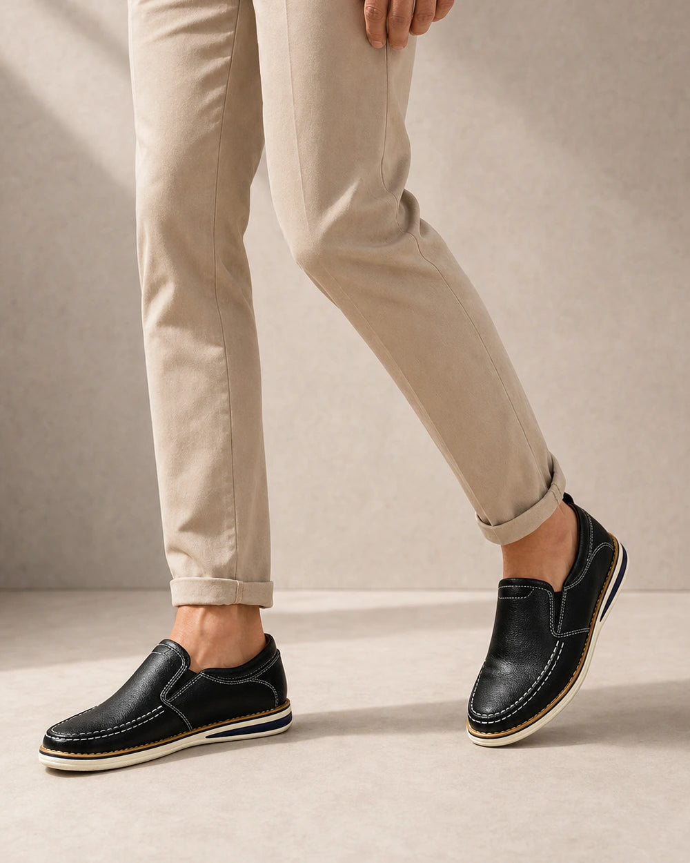Mocassini uomo slip-on con cuciture a mano e pannelli elastici — image 6