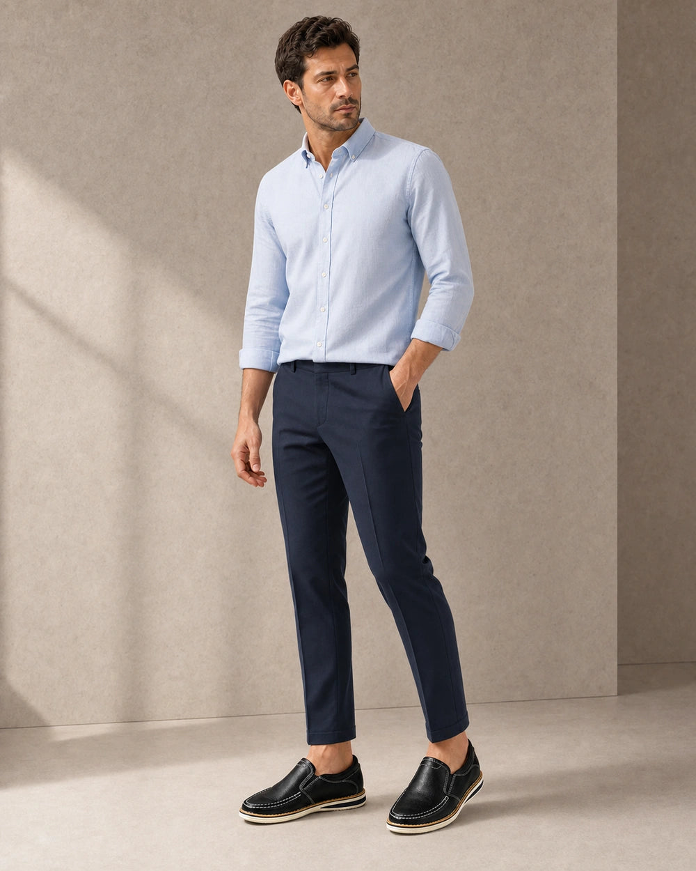 Mocassini uomo slip-on con cuciture a mano e pannelli elastici — image 7