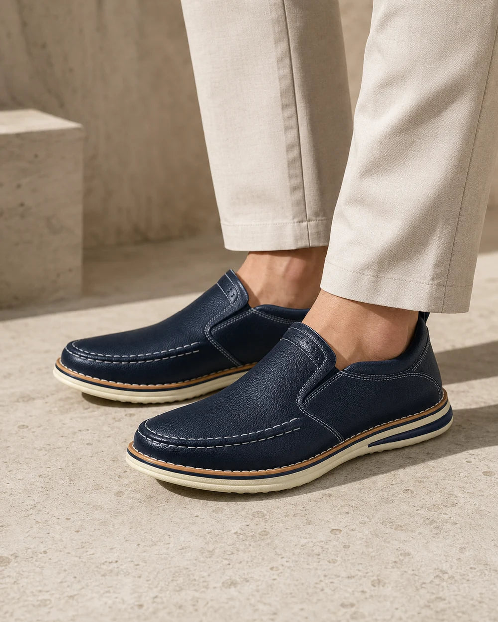 Mocassini uomo slip-on con cuciture a mano e pannelli elastici — image 10