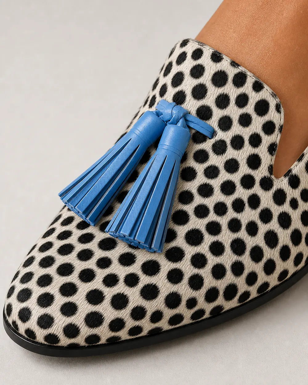 Mocassini donna animalier con nappine blu — immagine del prodotto 6