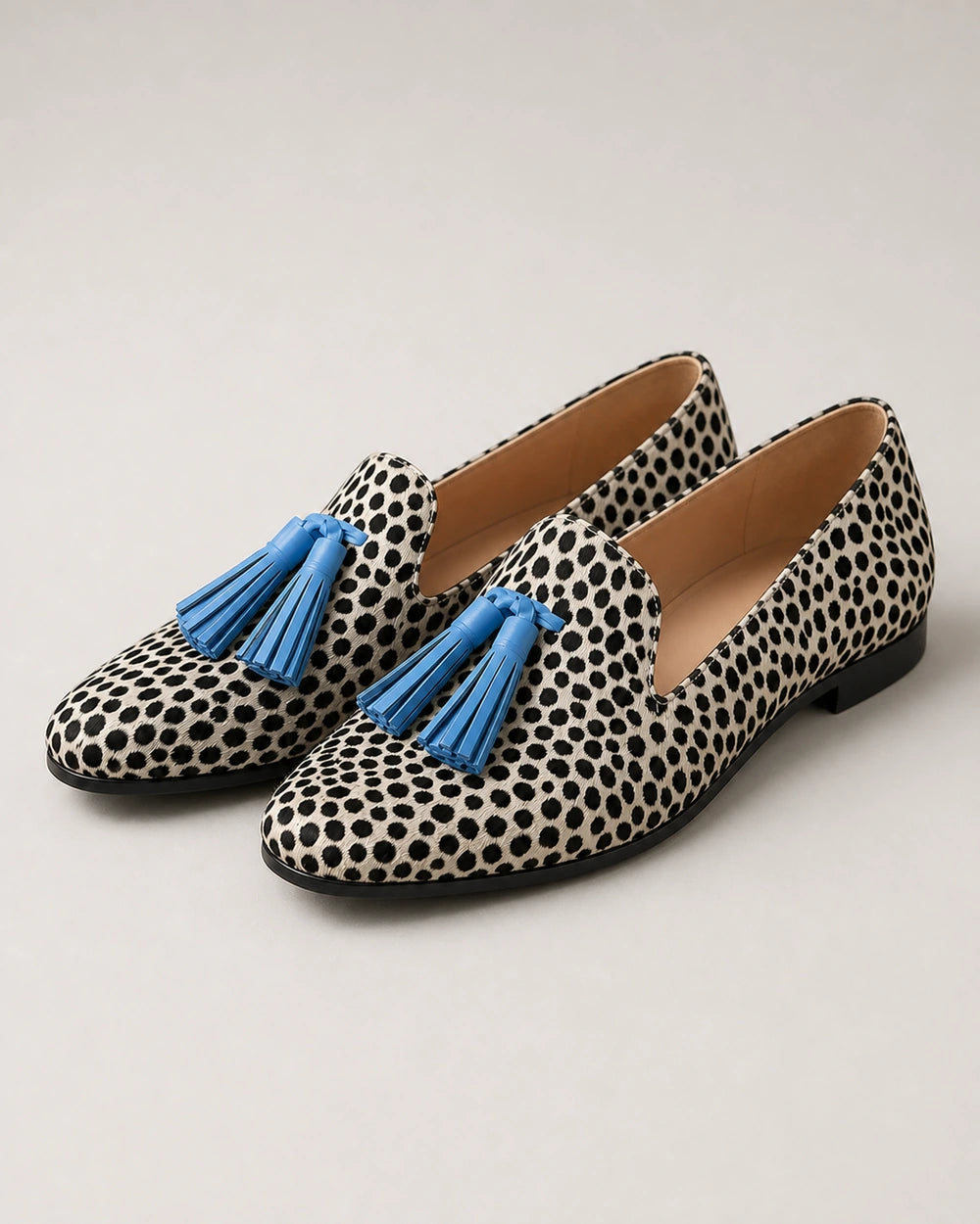 Mocassini donna animalier con nappine blu — immagine del prodotto 9