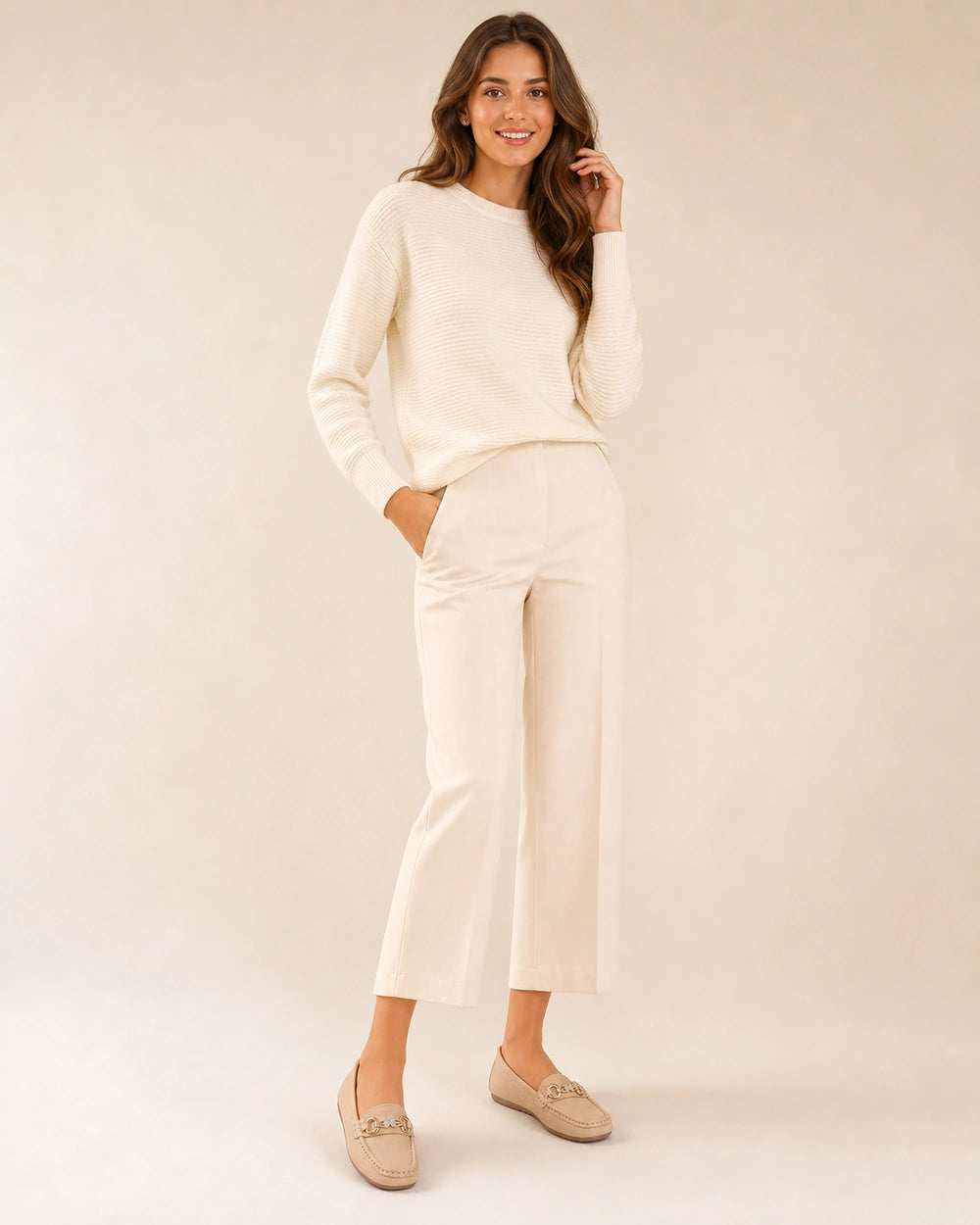 Mocassini donna beige con catena dorata — immagine del prodotto 2