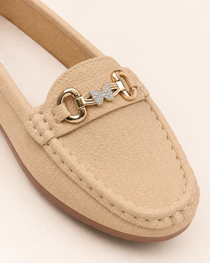 Mocassini donna beige con catena dorata — immagine del prodotto 6
