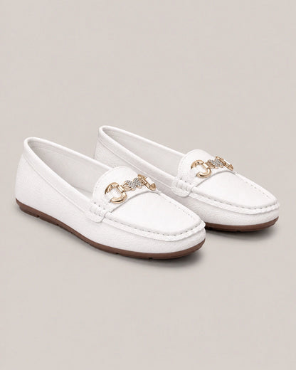 Mocassini donna beige con catena dorata — immagine del prodotto 10
