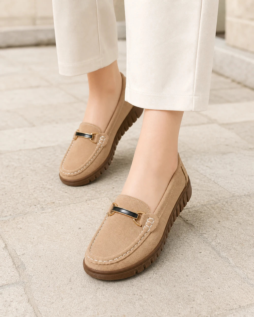 Mocassini donna beige chunky con morsetto — immagine del prodotto 7
