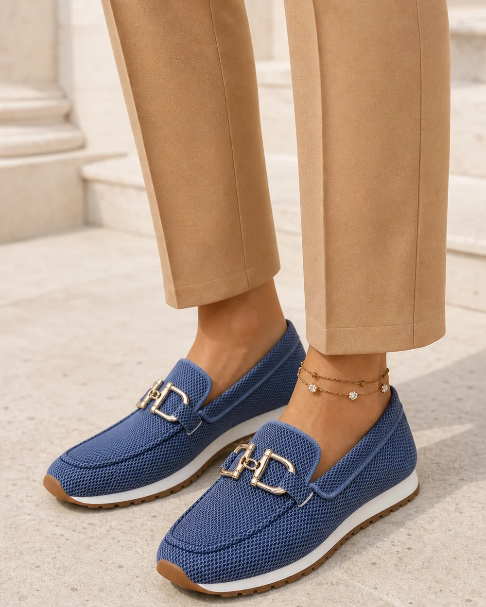 Mocassini donna blu navy con doppio morsetto — immagine del prodotto 2
