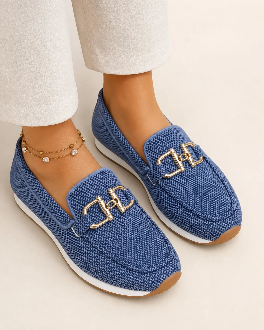 Mocassini donna blu navy con doppio morsetto — immagine del prodotto 5