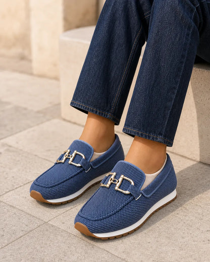 Mocassini donna blu navy con doppio morsetto — immagine del prodotto 8