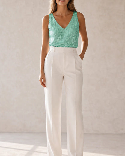 Martha | Top da donna con paillettes e scollo a V — image 2