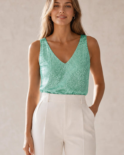 Martha | Top da donna con paillettes e scollo a V — image 3