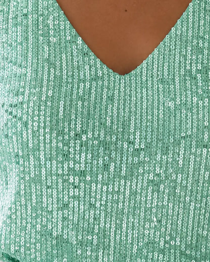 Martha | Top da donna con paillettes e scollo a V — image 5