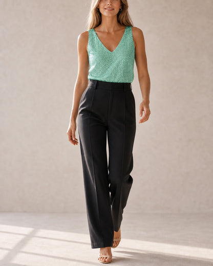 Martha | Top da donna con paillettes e scollo a V — image 6