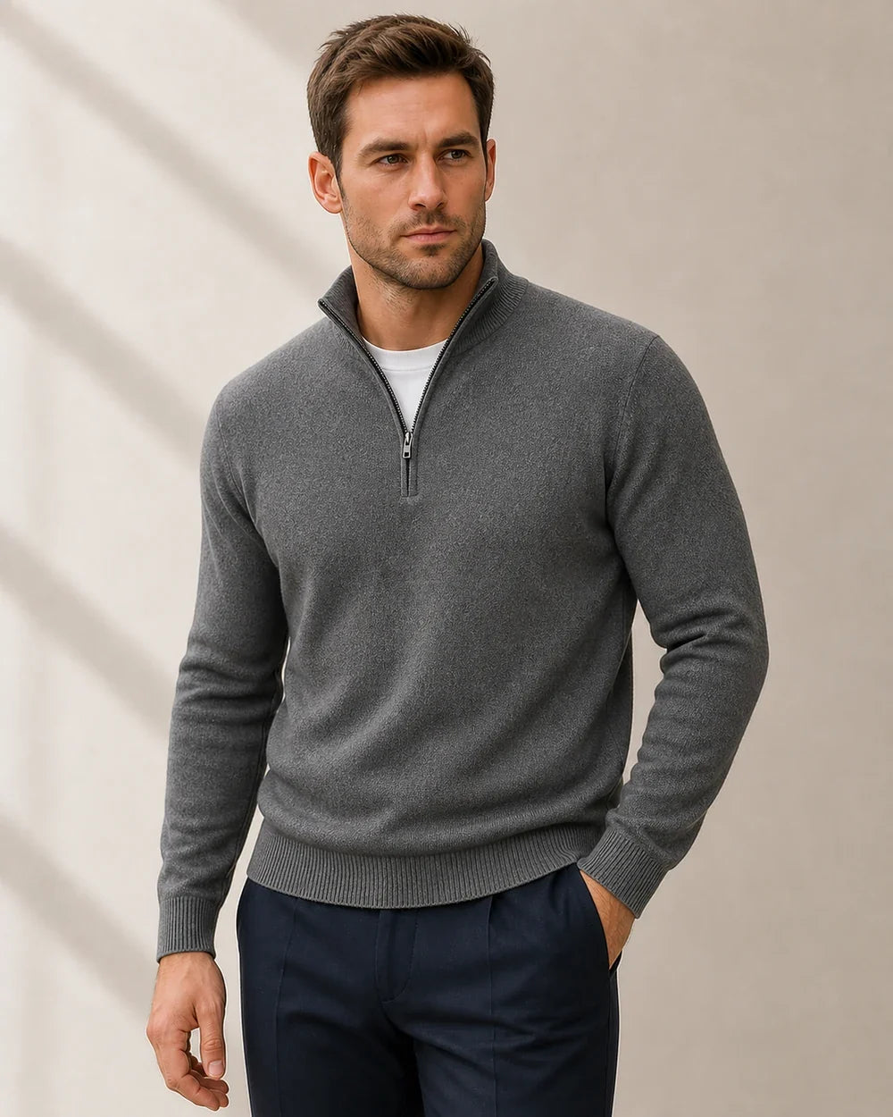 momount men quarter zip sweater grey 12 hero