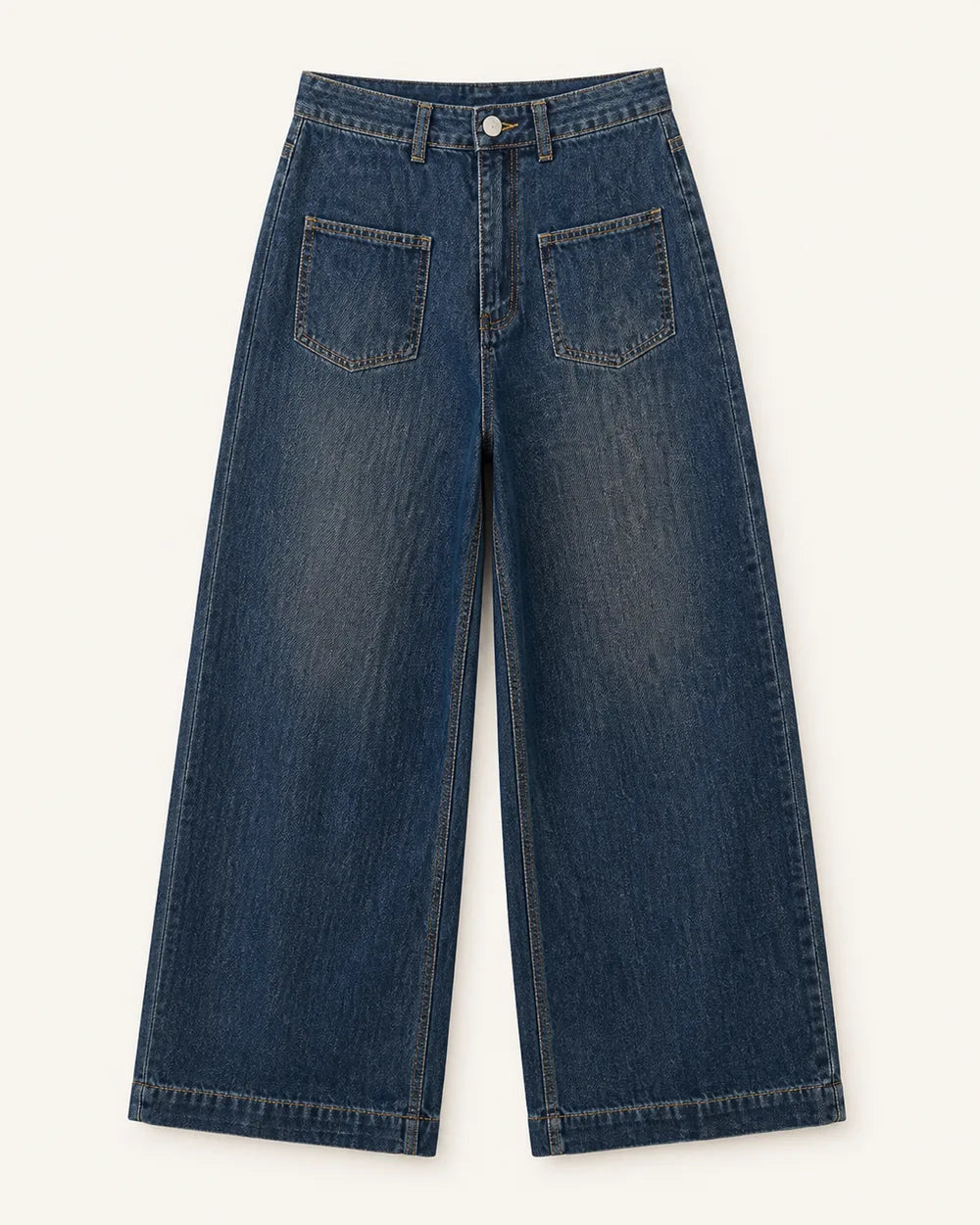 Momount women retro blue high waist wide leg jeans