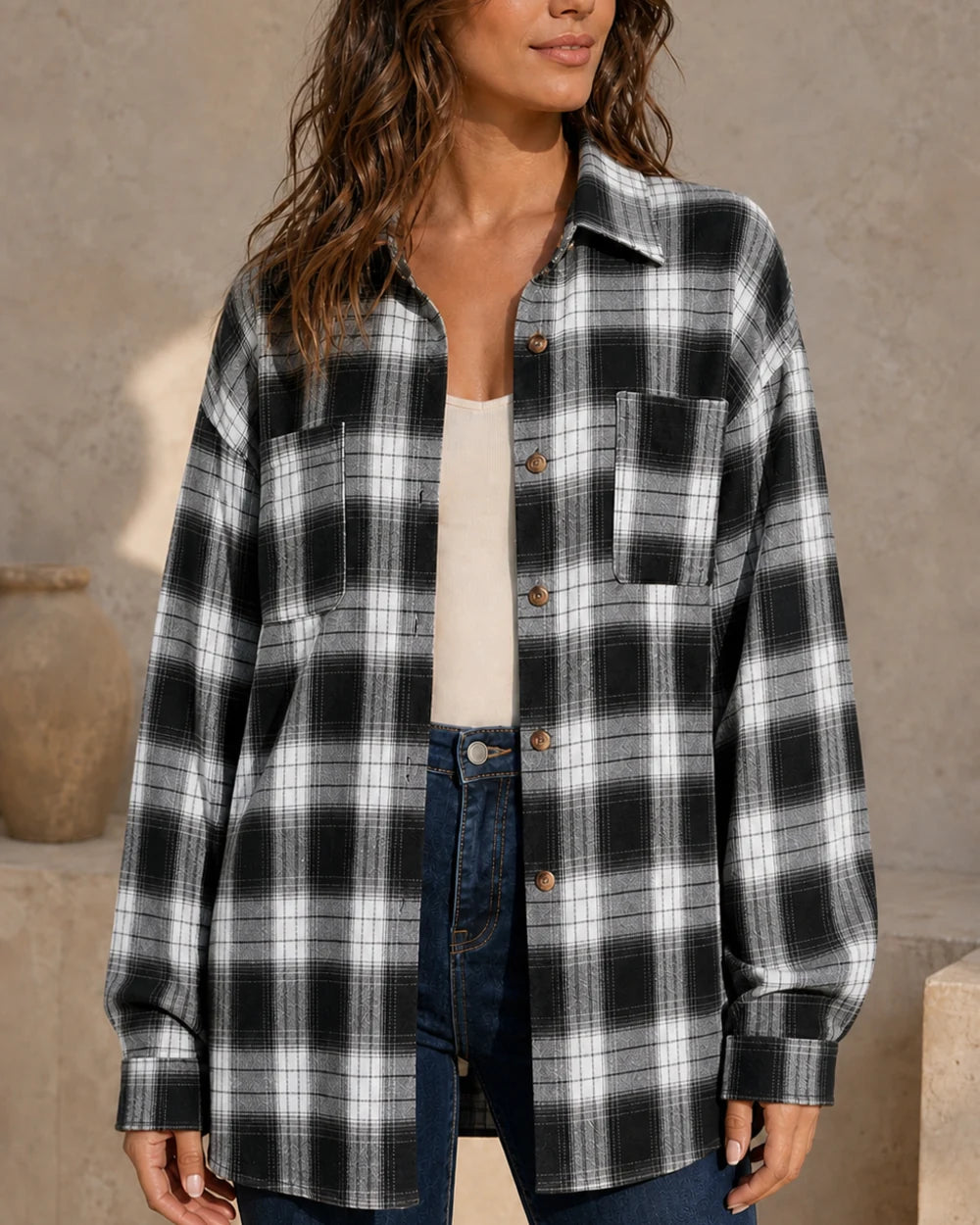 Camicia donna oversize a quadri — image 13