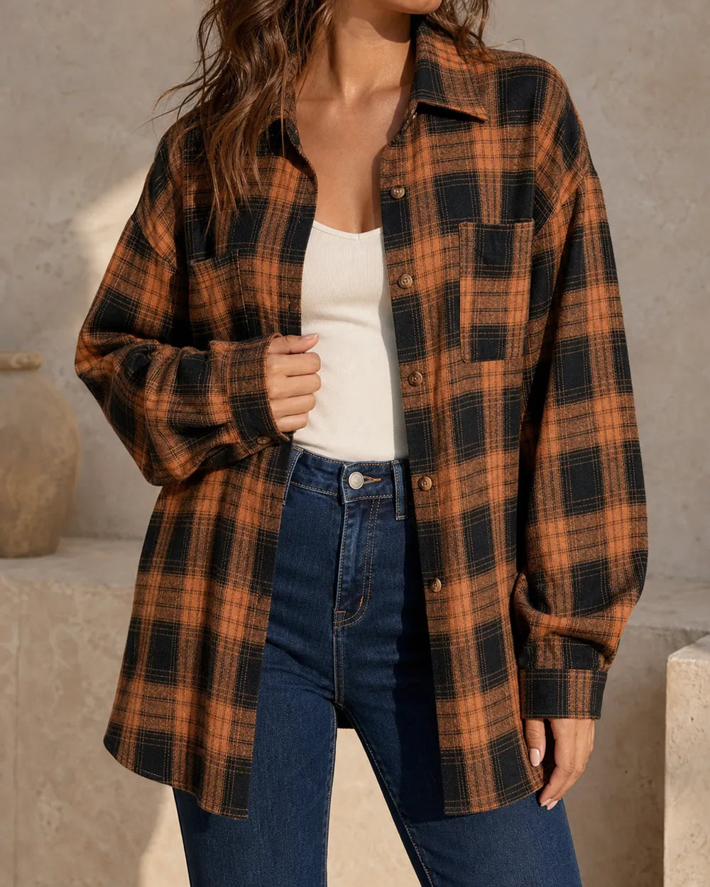 Camicia donna oversize a quadri — image 1