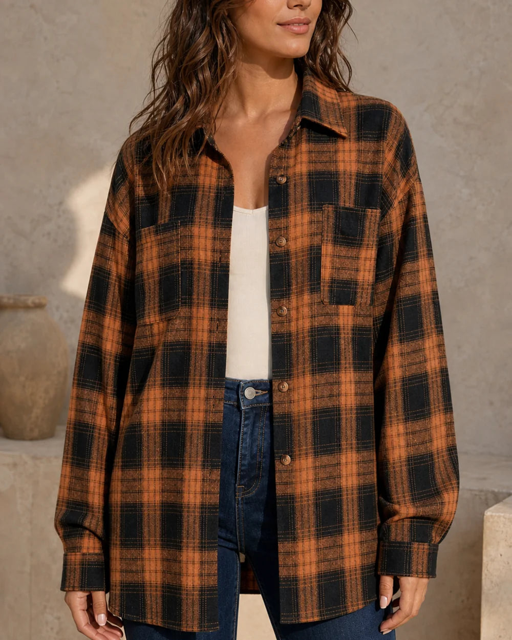 Camicia donna oversize a quadri — image 3