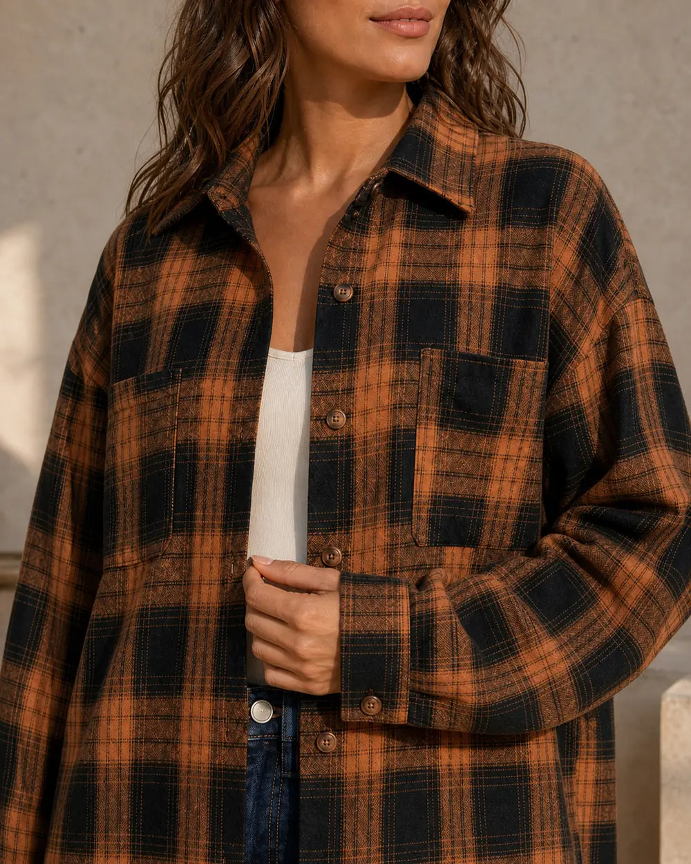 Camicia donna oversize a quadri — image 5