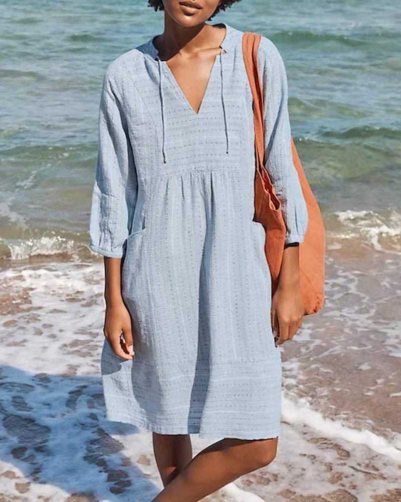 Momount Donna Abito Tunica da Spiaggia in Cotone – Scollo a V con Cappuccio