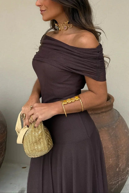 Ariadne | Vestito Maxi Chic Drappeggiato Monospalla Senza Maniche Estivo