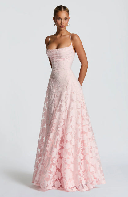 Auriana | Vestito Maxi Romantico Floreale Scollo Quadrato Spalline Estivo