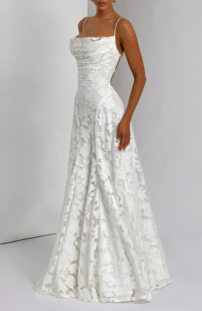 Auriana | Vestito Maxi Romantico Floreale Scollo Quadrato Spalline Estivo