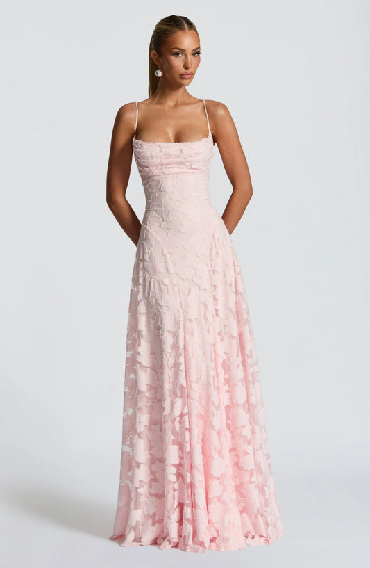 Auriana | Vestito Maxi Romantico Floreale Scollo Quadrato Spalline Estivo