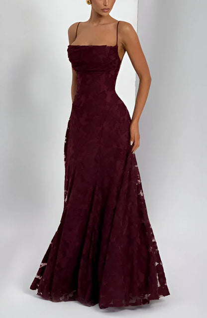 Auriana | Vestito Maxi Romantico Floreale Scollo Quadrato Spalline Estivo