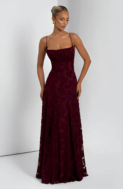 Auriana | Vestito Maxi Romantico Floreale Scollo Quadrato Spalline Estivo