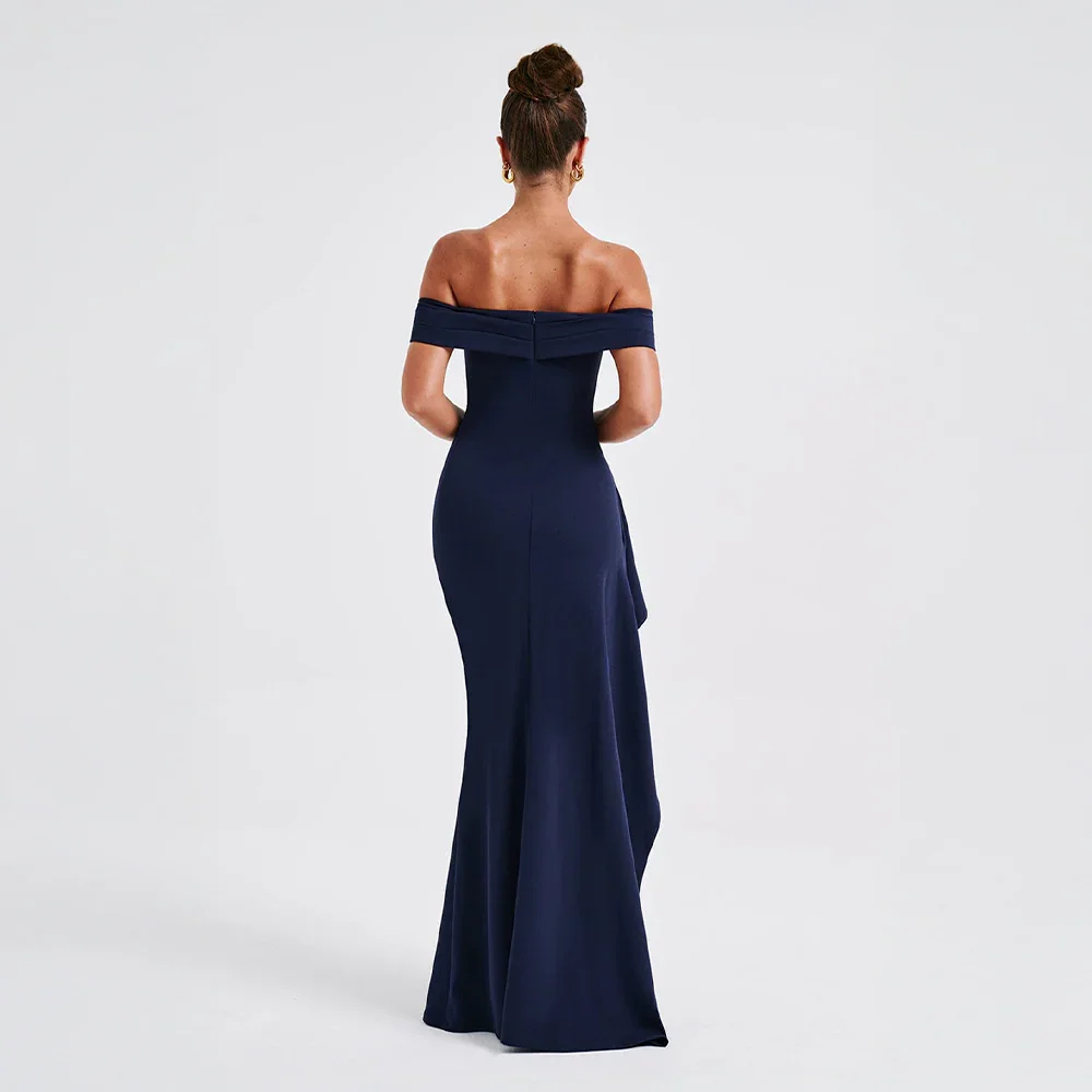 Daniela | Vestito Maxi Elegante Spalle Scoperte Drappeggiato Spacco Alto da Sera
