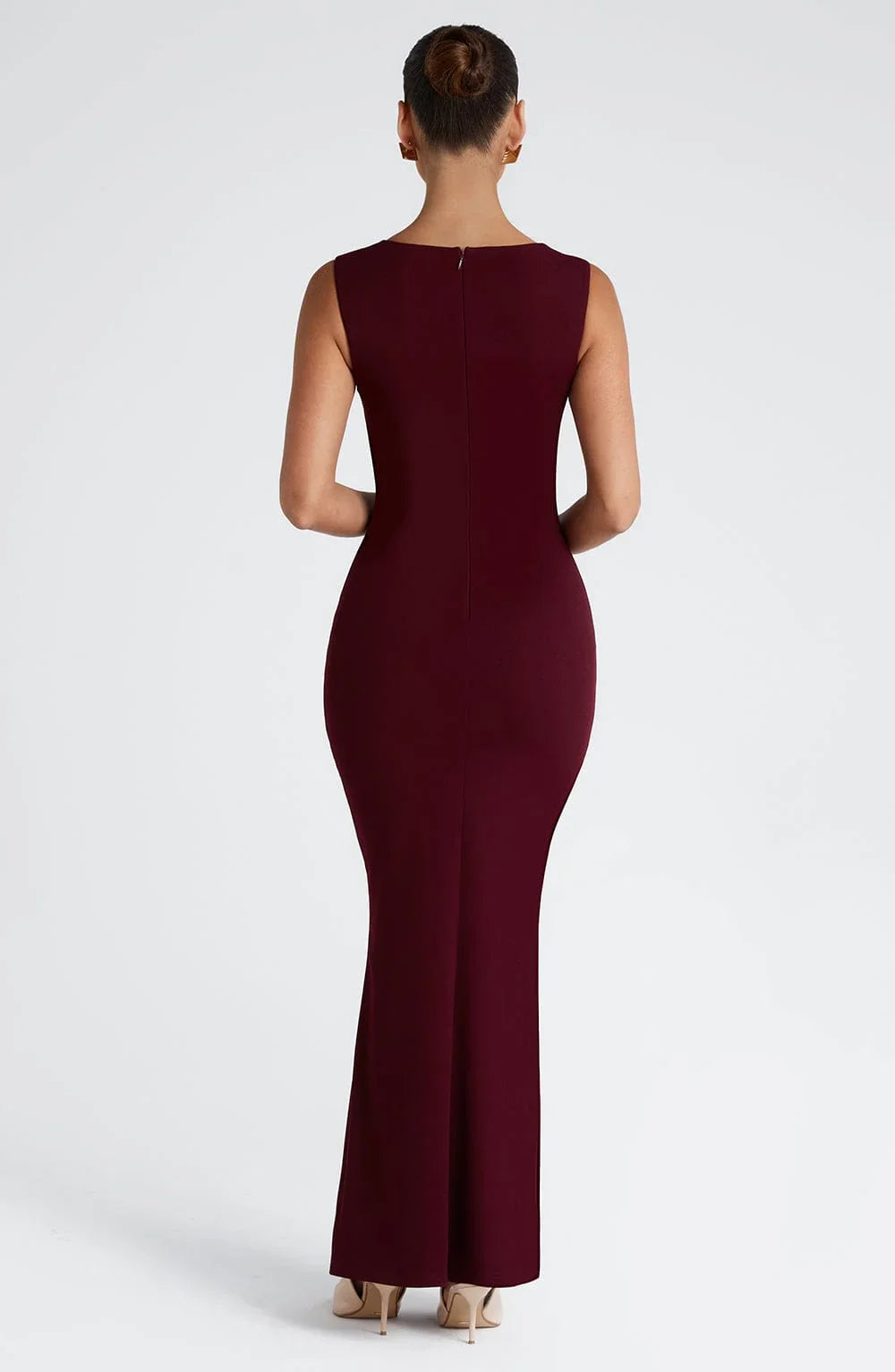 Allegra | Vestito Maxi Elegante in Raso Scollo all'Americana Schiena Nuda da Sera