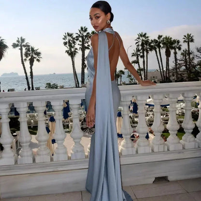 Ottavia | Vestito Maxi Drappeggiato in Raso Monospalla con Mantellina da Sera