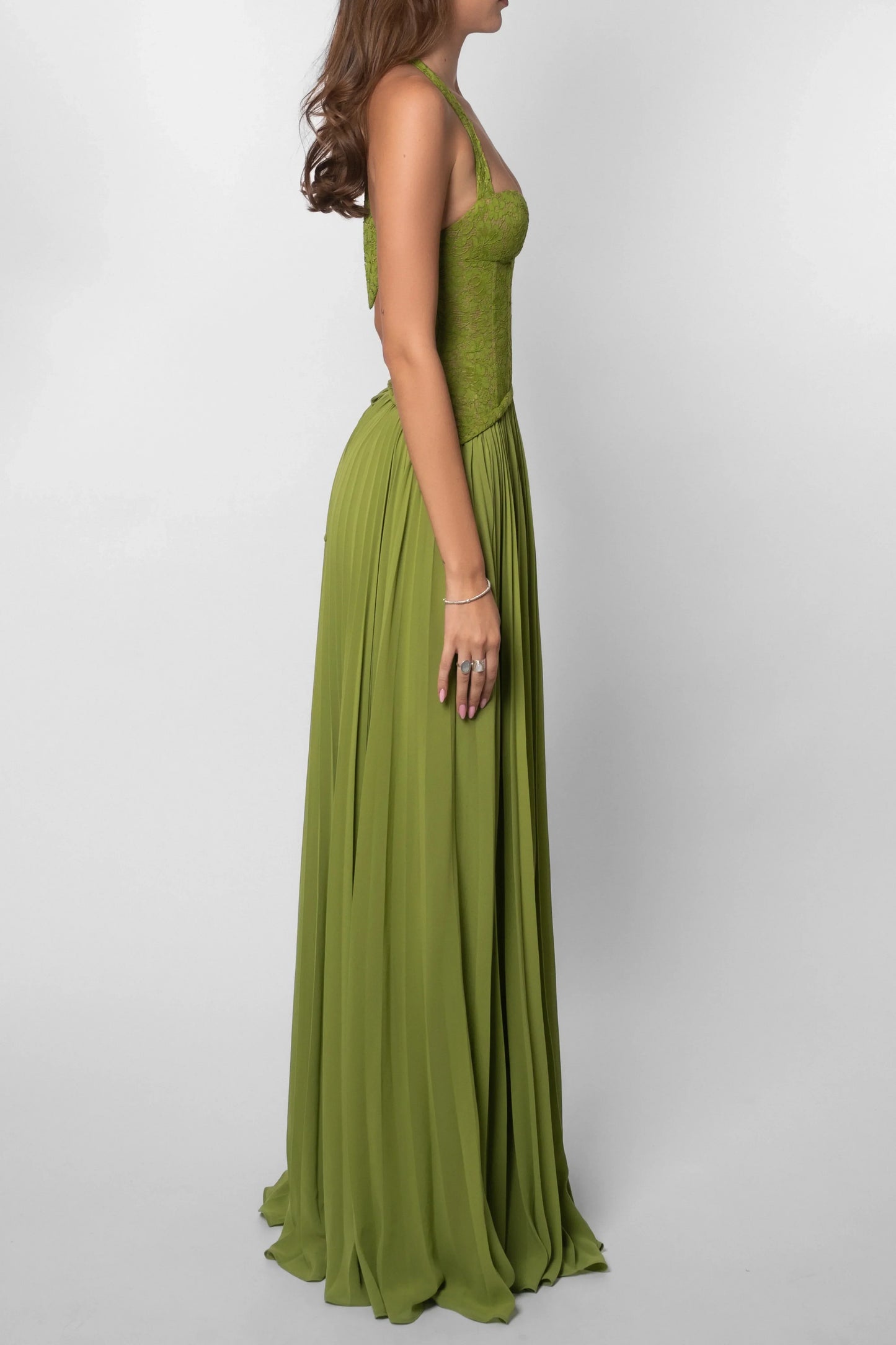 Cosima | Vestito Maxi Elegante in Raso Monospalla Mantellina Senza Maniche da Sera