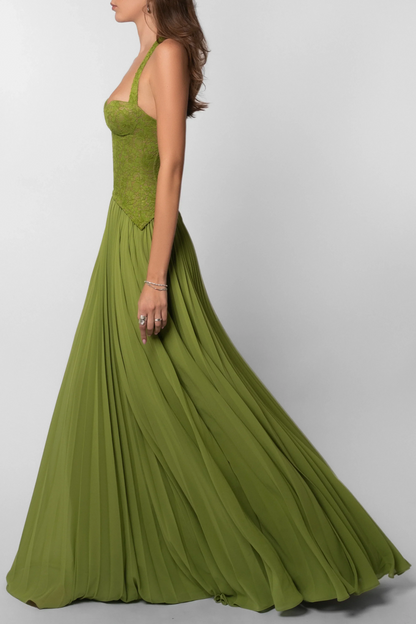 Cosima | Vestito Maxi Elegante in Raso Monospalla Mantellina Senza Maniche da Sera