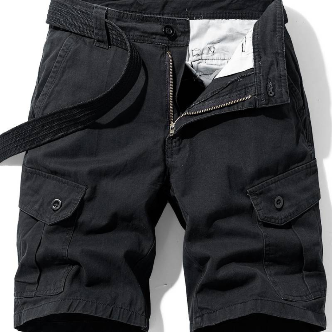 Momount Uomo Pantaloncini Cargo – Cotone Chiusura a Bottoni Tasca con Patta da Lavoro Casual