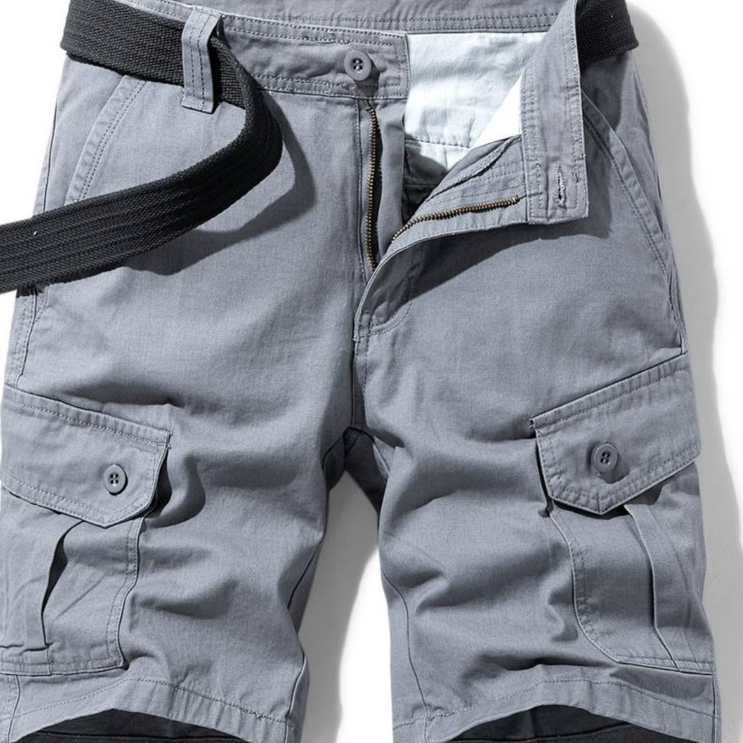 Momount Uomo Pantaloncini Cargo – Cotone Chiusura a Bottoni Tasca con Patta da Lavoro Casual